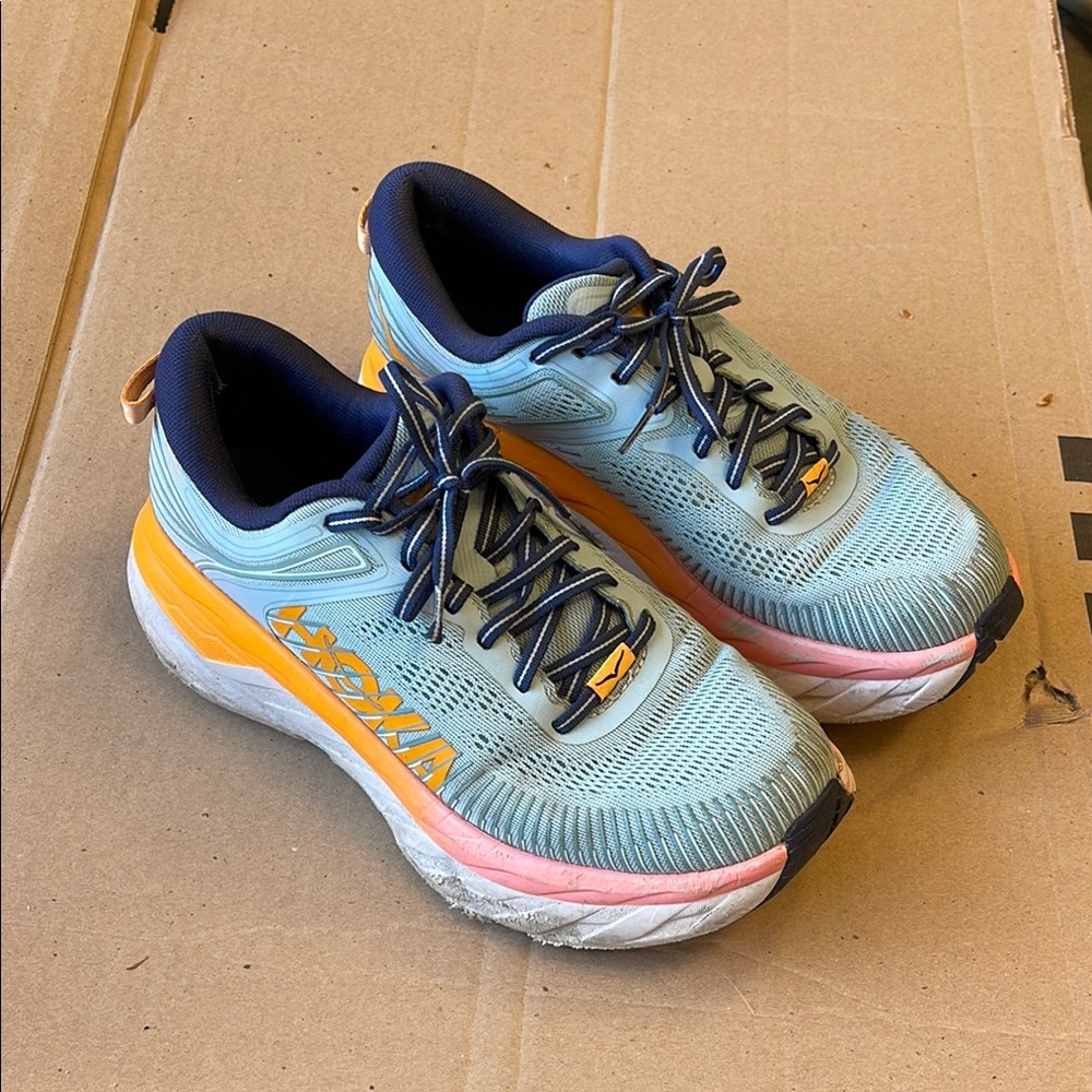 HOKA Women's Light Blue & Orange Running Shoes